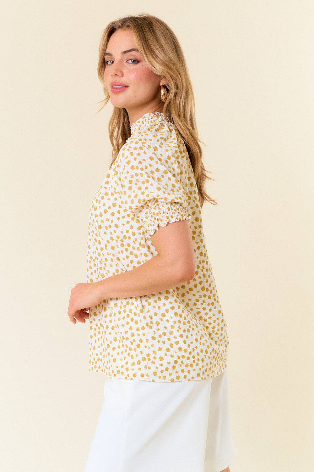 Dot Print Short Sleeve Top