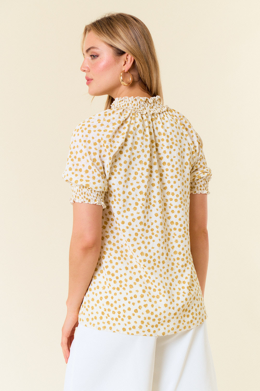 Dot Print Short Sleeve Top