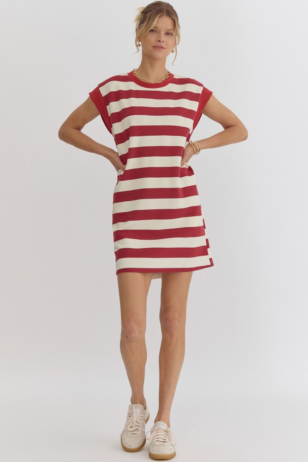 Garnet Striped Sleeveless Dress