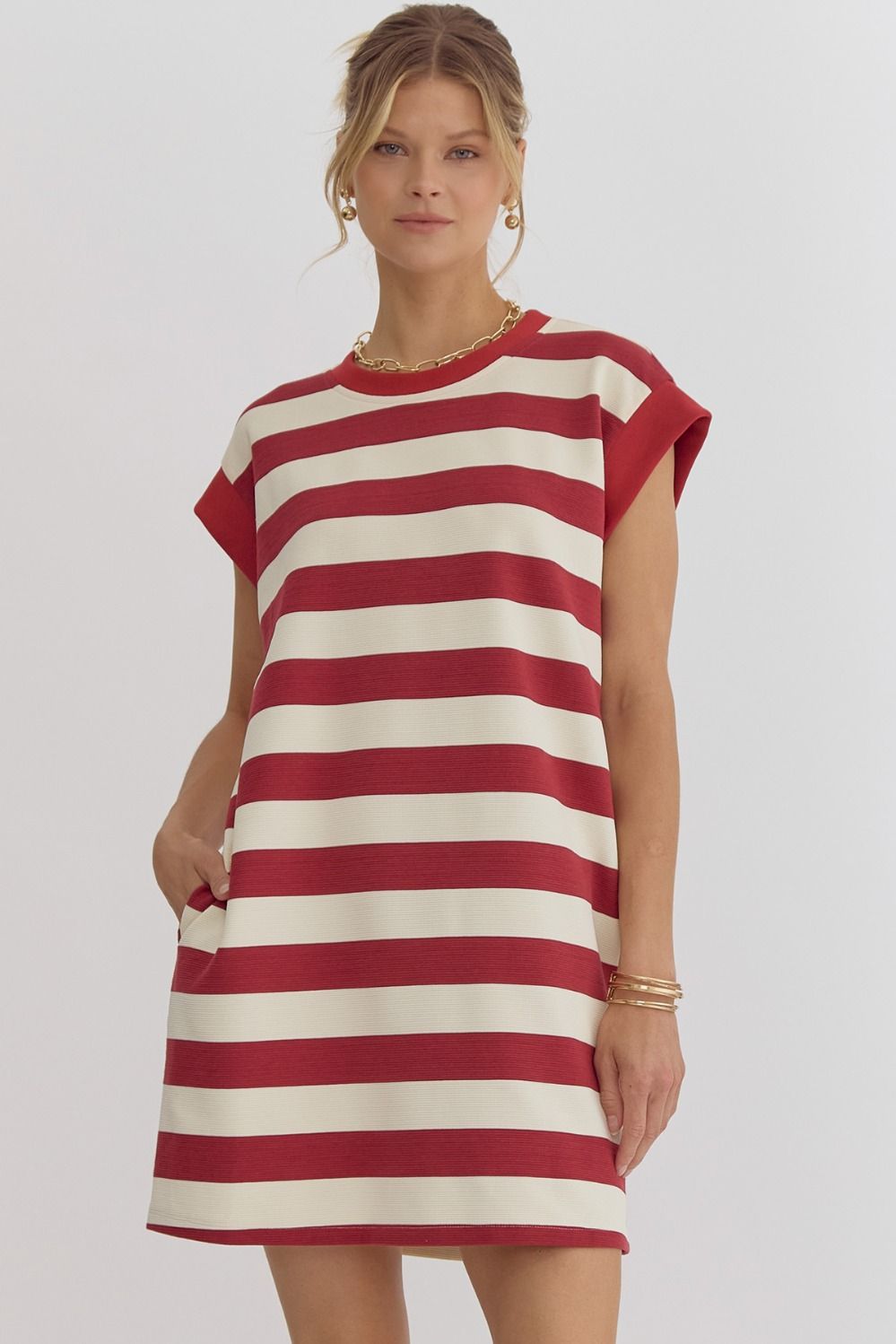 Garnet Striped Sleeveless Dress