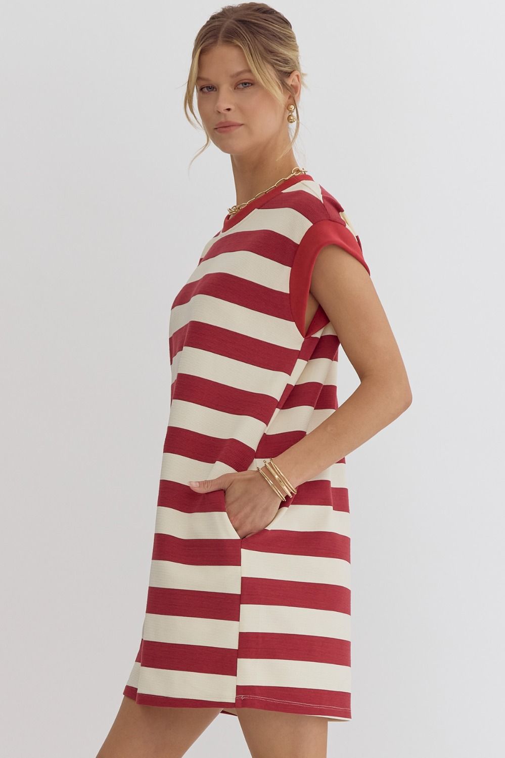 Garnet Striped Sleeveless Dress