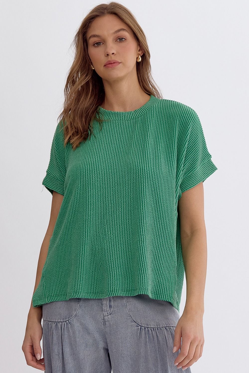 Ribbed Short Sleeve Top