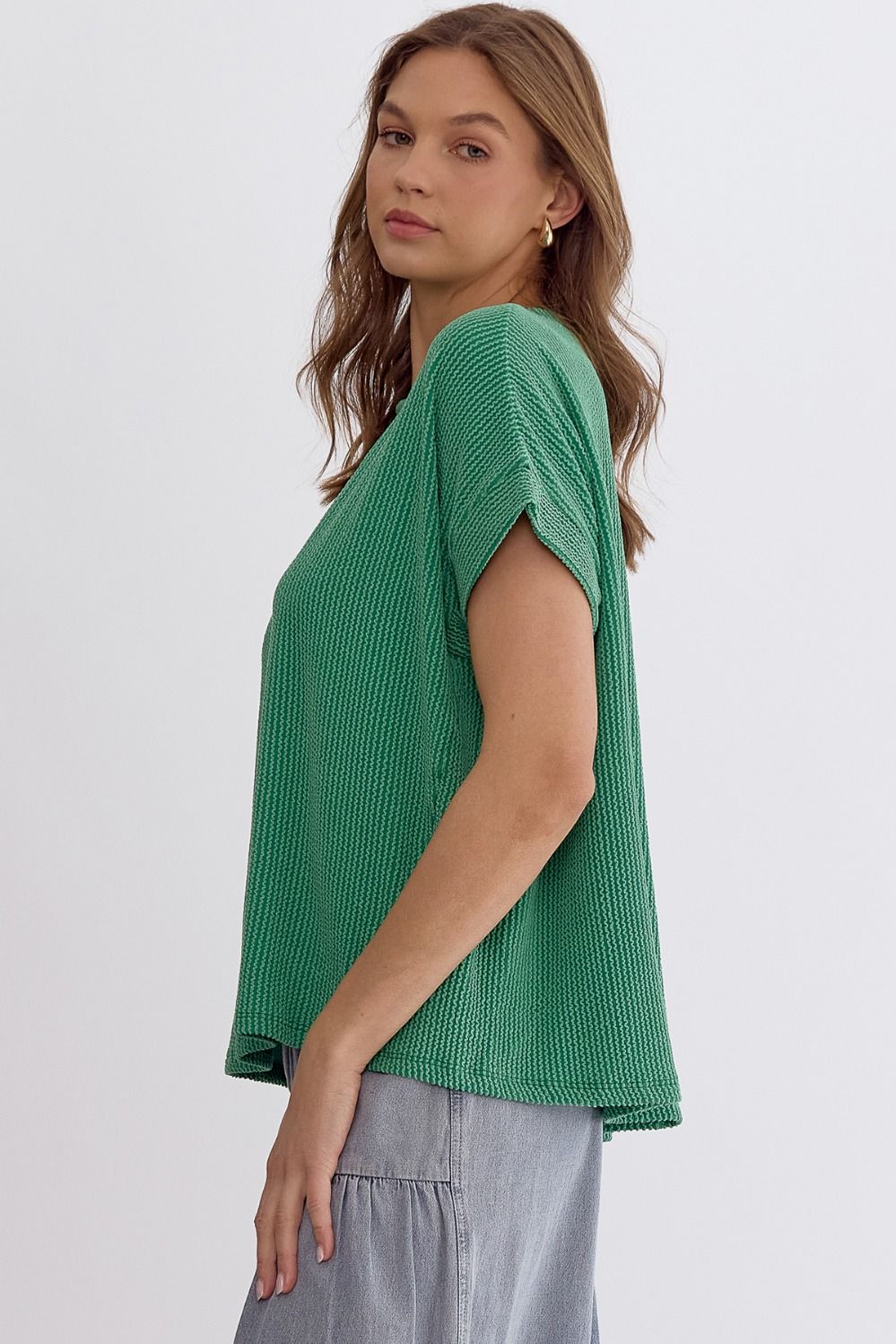 Ribbed Short Sleeve Top