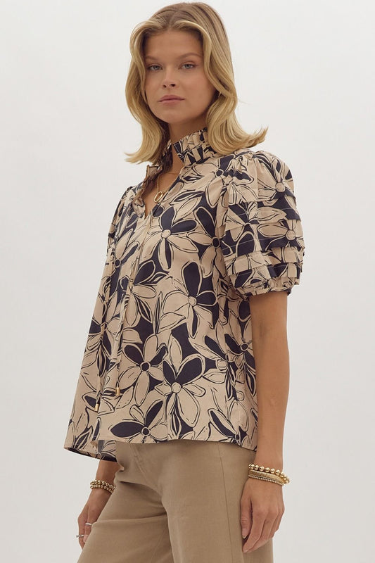 Floral Print V-neck Short Sleeve