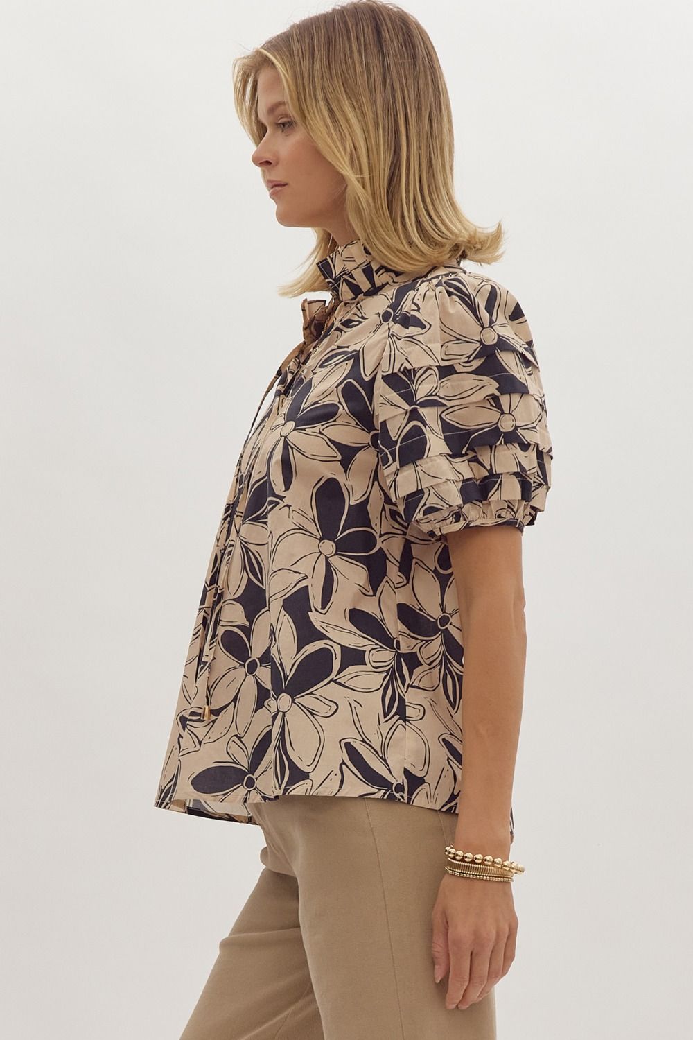 Floral Print V-neck Short Sleeve